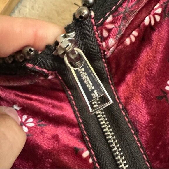 Highly Preppy Red Velvet Lace Dress Sz S Romantic Gothic Vampirecore Regencycore - Picture 12 of 14